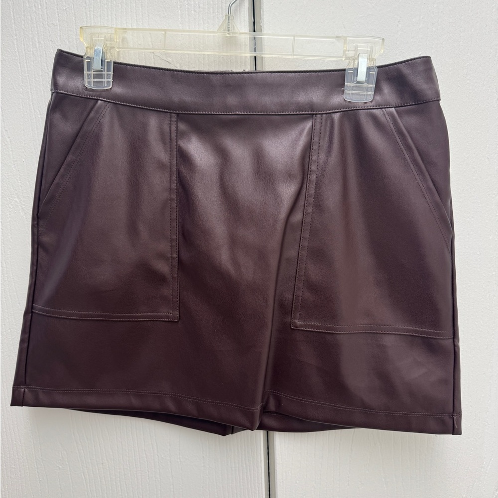 a new day Chocolate Brown Faux Leather Skirt